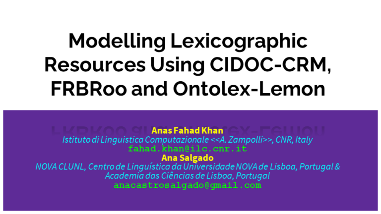 Modeling Lexicographic Resources Using CIDOC-CRM, FRBRoo and Ontolex-Lemon