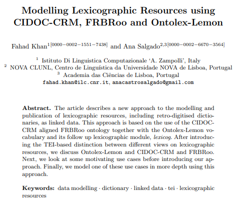Modelling Lexicographic Resources